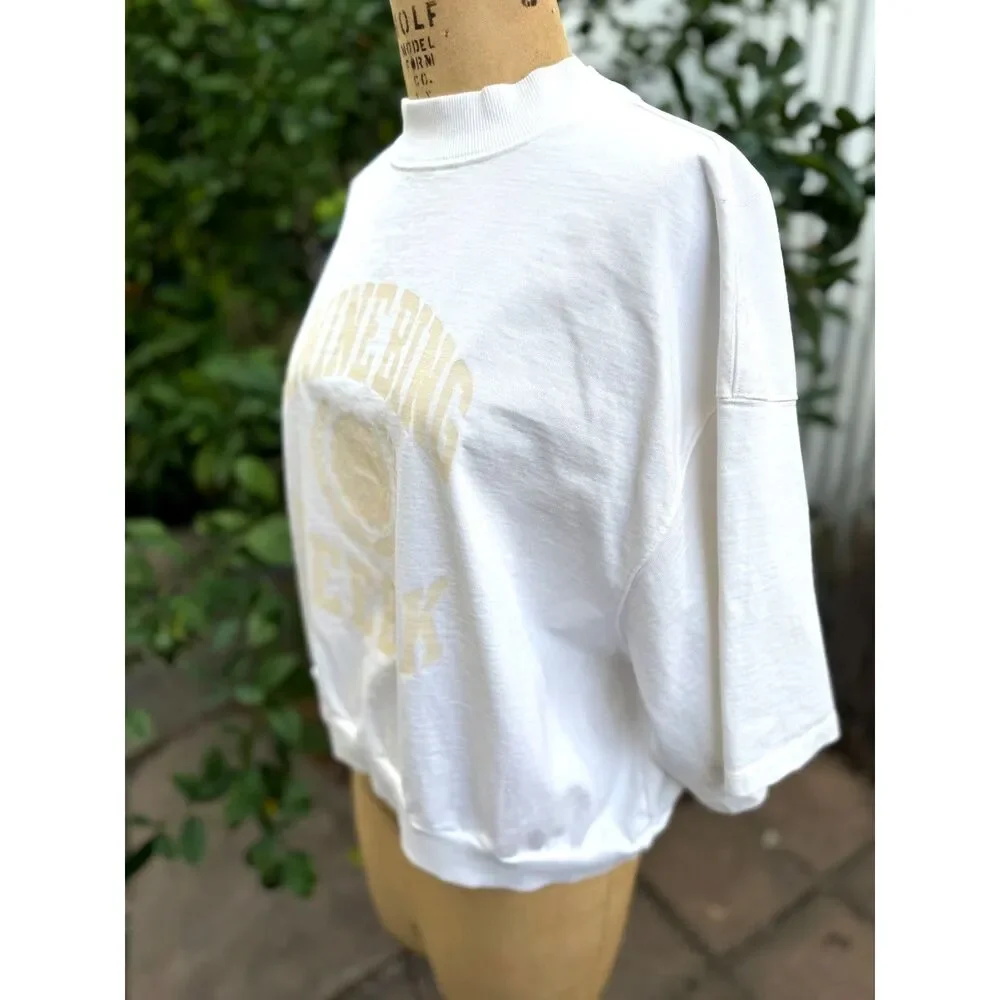 ANINE BING x Reebok Chalk Cotton Athletic Elbow-length Sleeves T-shirt Size L - Picture 7 of 11